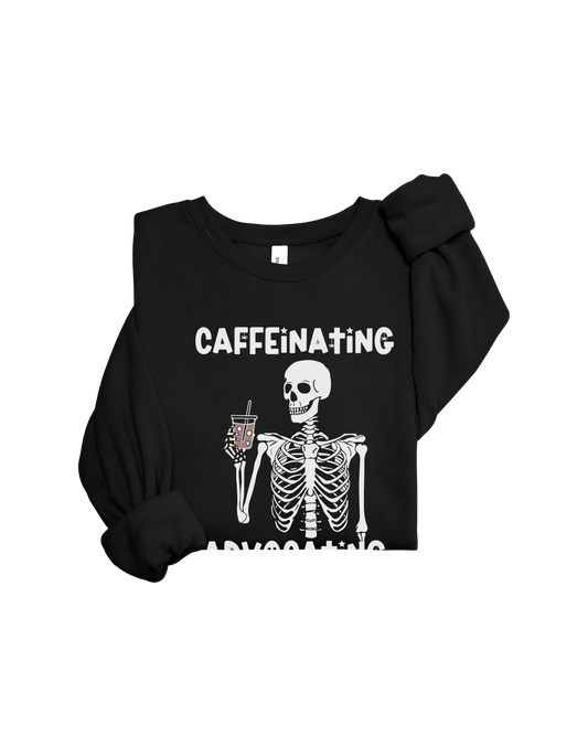 Halloween caffeinating and advocating crewneck - Adult