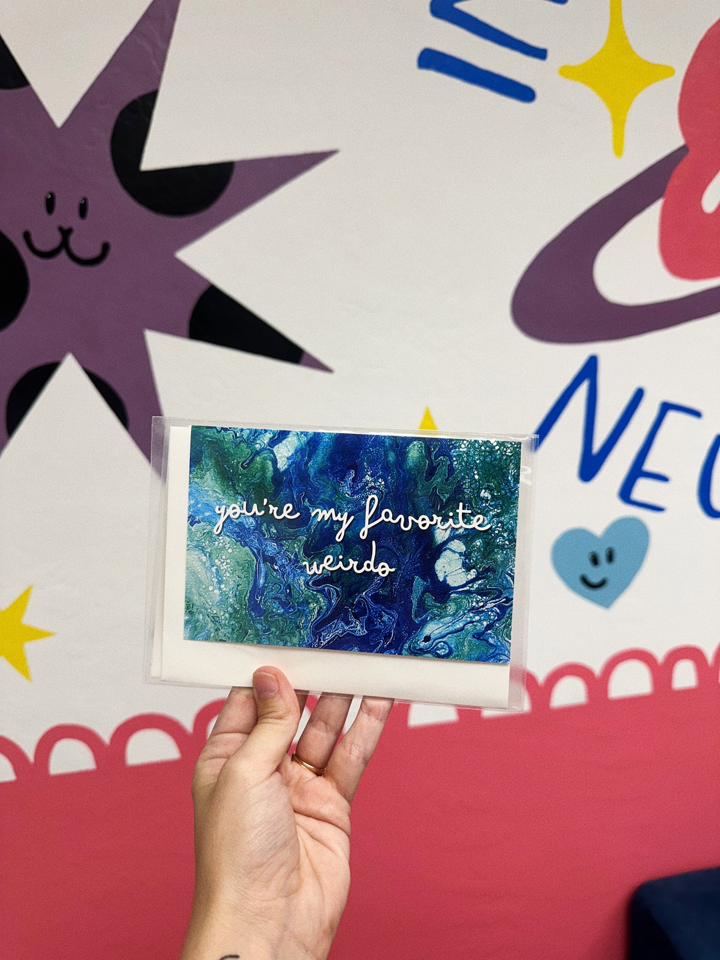 You're my favorite weirdo (blue) blank greeting card - AbstractbyRabrams