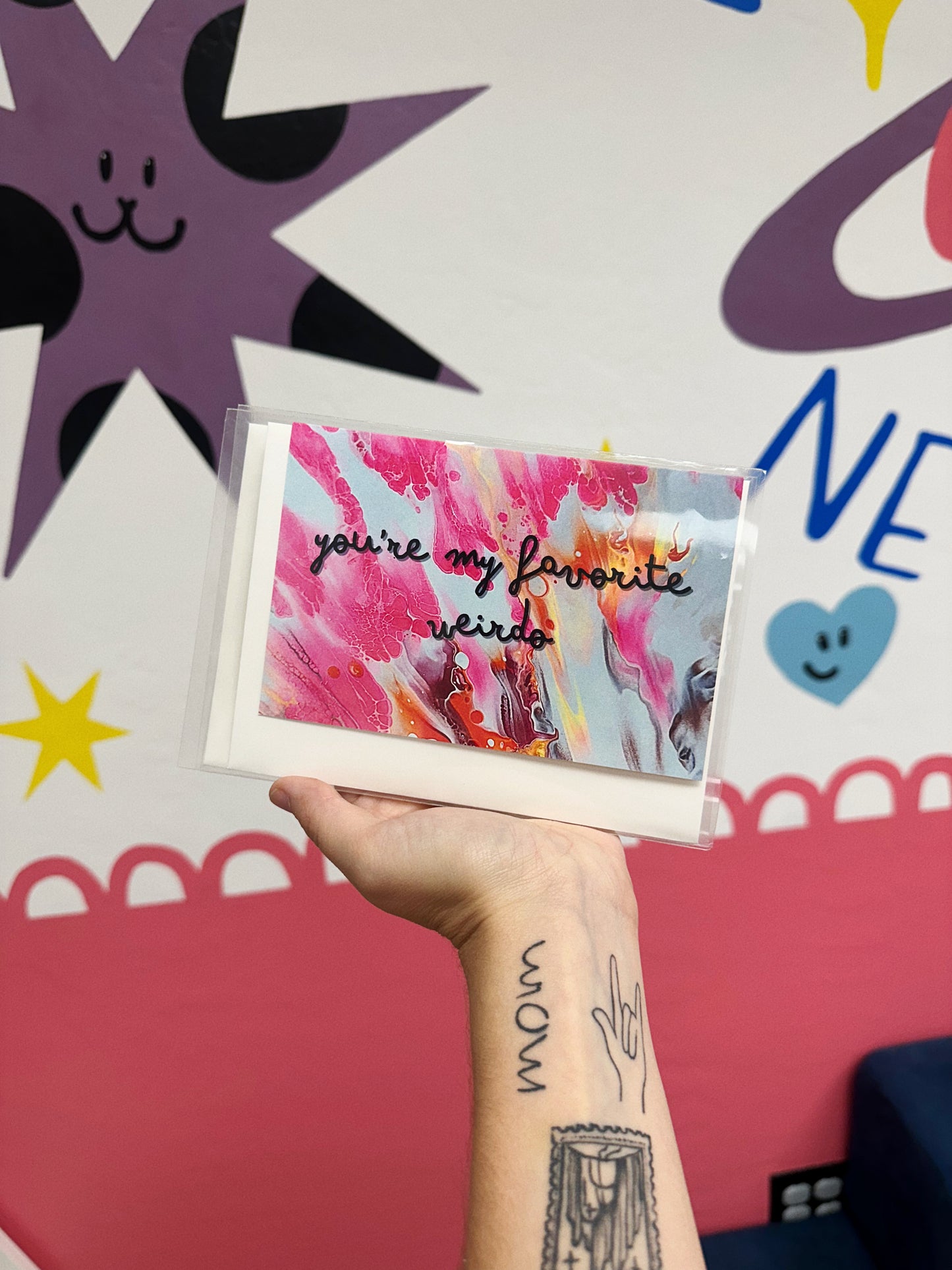 You're my favorite weirdo (pink) blank greeting card - AbstractbyRabrams