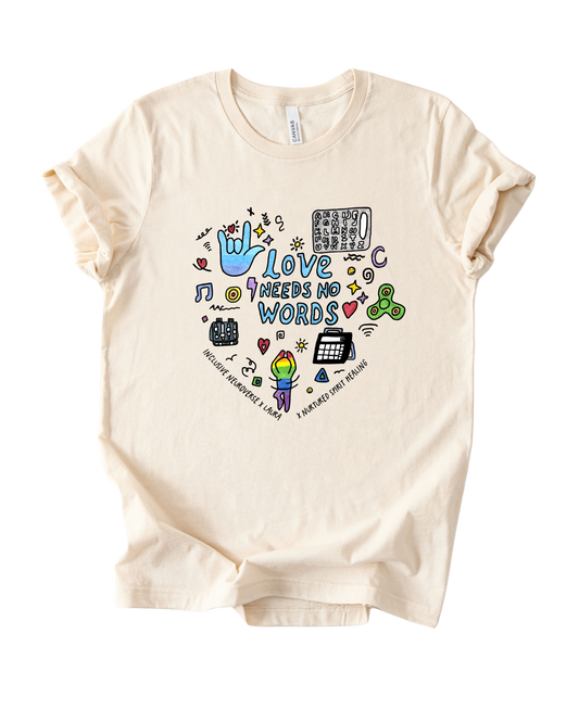 Love Needs No Words Collab T-Shirt with Laura Kids | Inclusive Neuroverse